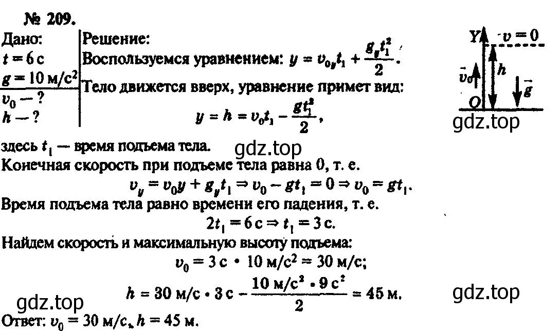 Решение 3. номер 209 (страница 33) гдз по физике 10-11 класс Рымкевич, задачник