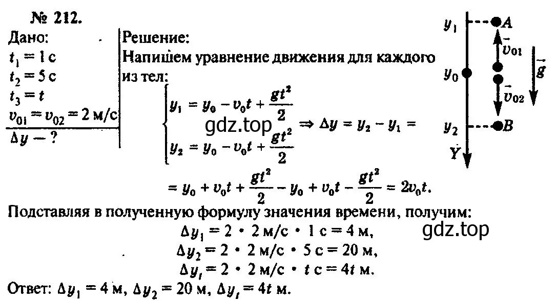 Решение 3. номер 212 (страница 33) гдз по физике 10-11 класс Рымкевич, задачник