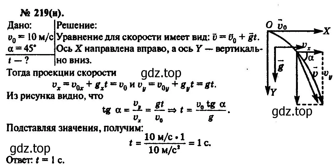 Решение 3. номер 219 (страница 34) гдз по физике 10-11 класс Рымкевич, задачник