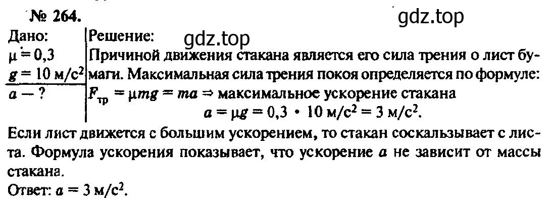 Решение 3. номер 264 (страница 40) гдз по физике 10-11 класс Рымкевич, задачник