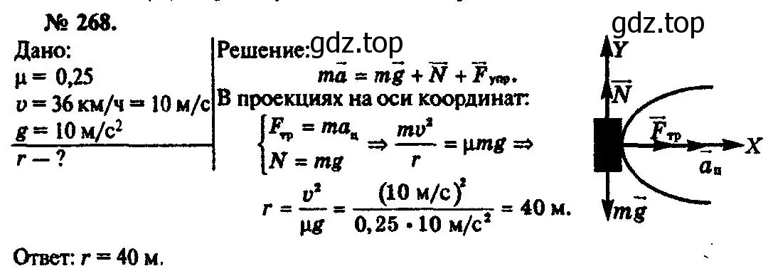 Решение 3. номер 268 (страница 40) гдз по физике 10-11 класс Рымкевич, задачник