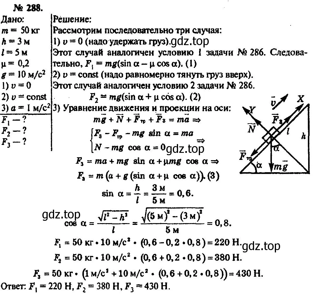 Решение 3. номер 288 (страница 43) гдз по физике 10-11 класс Рымкевич, задачник