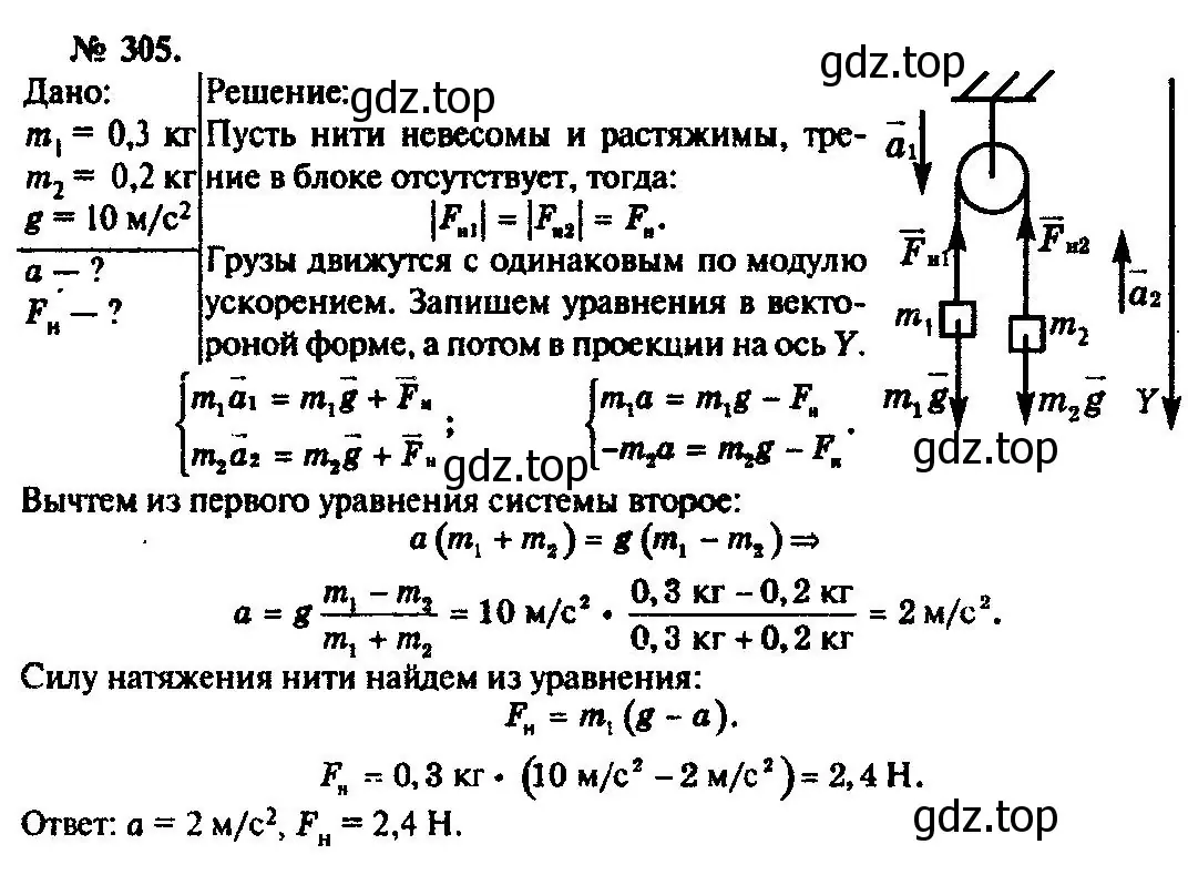 Решение 3. номер 305 (страница 45) гдз по физике 10-11 класс Рымкевич, задачник