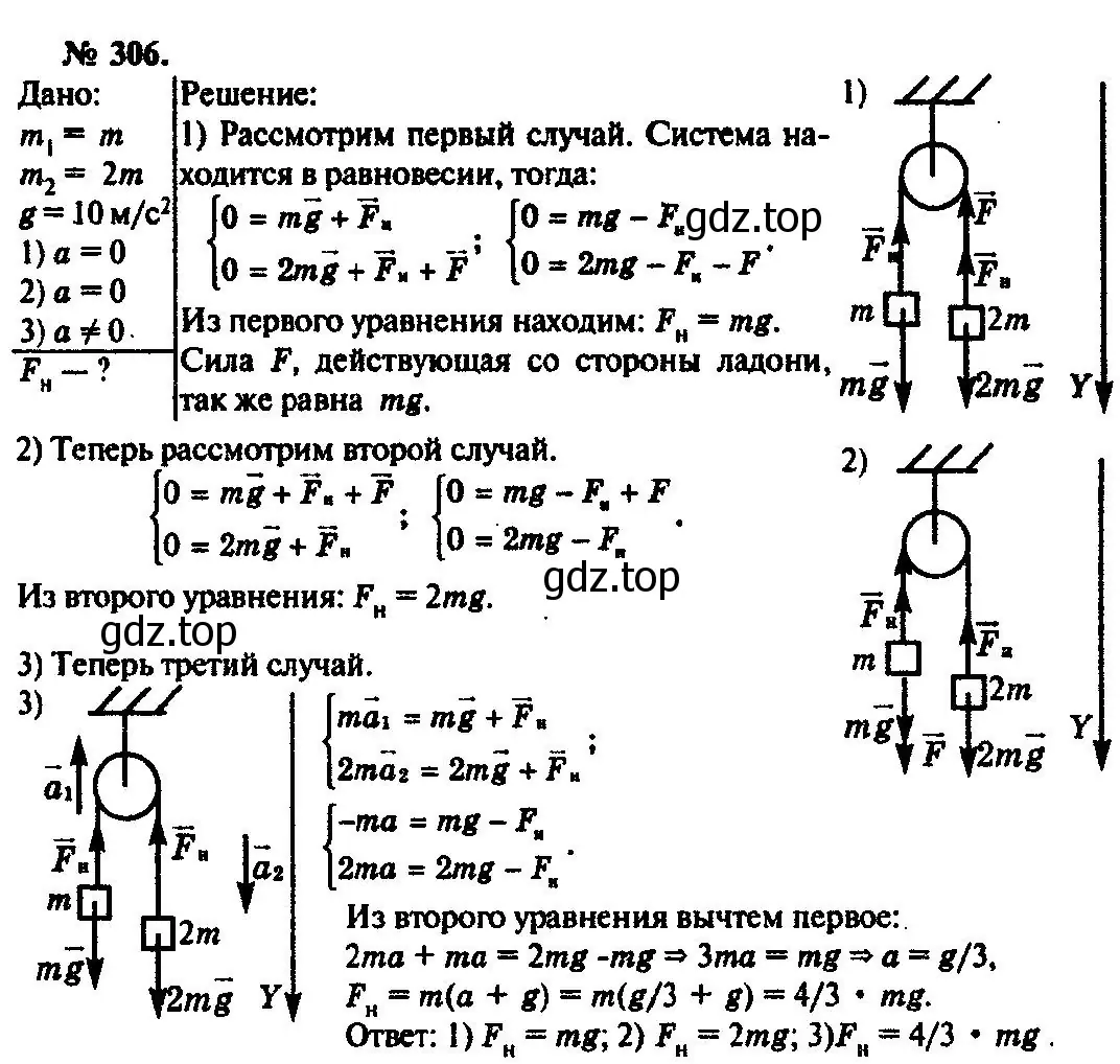 Решение 3. номер 306 (страница 45) гдз по физике 10-11 класс Рымкевич, задачник