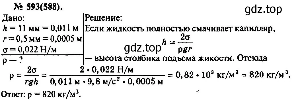 Решение 3. номер 593 (страница 78) гдз по физике 10-11 класс Рымкевич, задачник