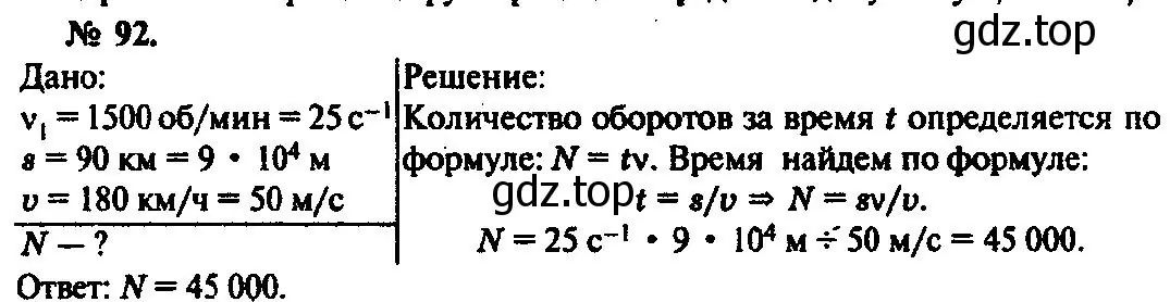 Решение 3. номер 92 (страница 19) гдз по физике 10-11 класс Рымкевич, задачник