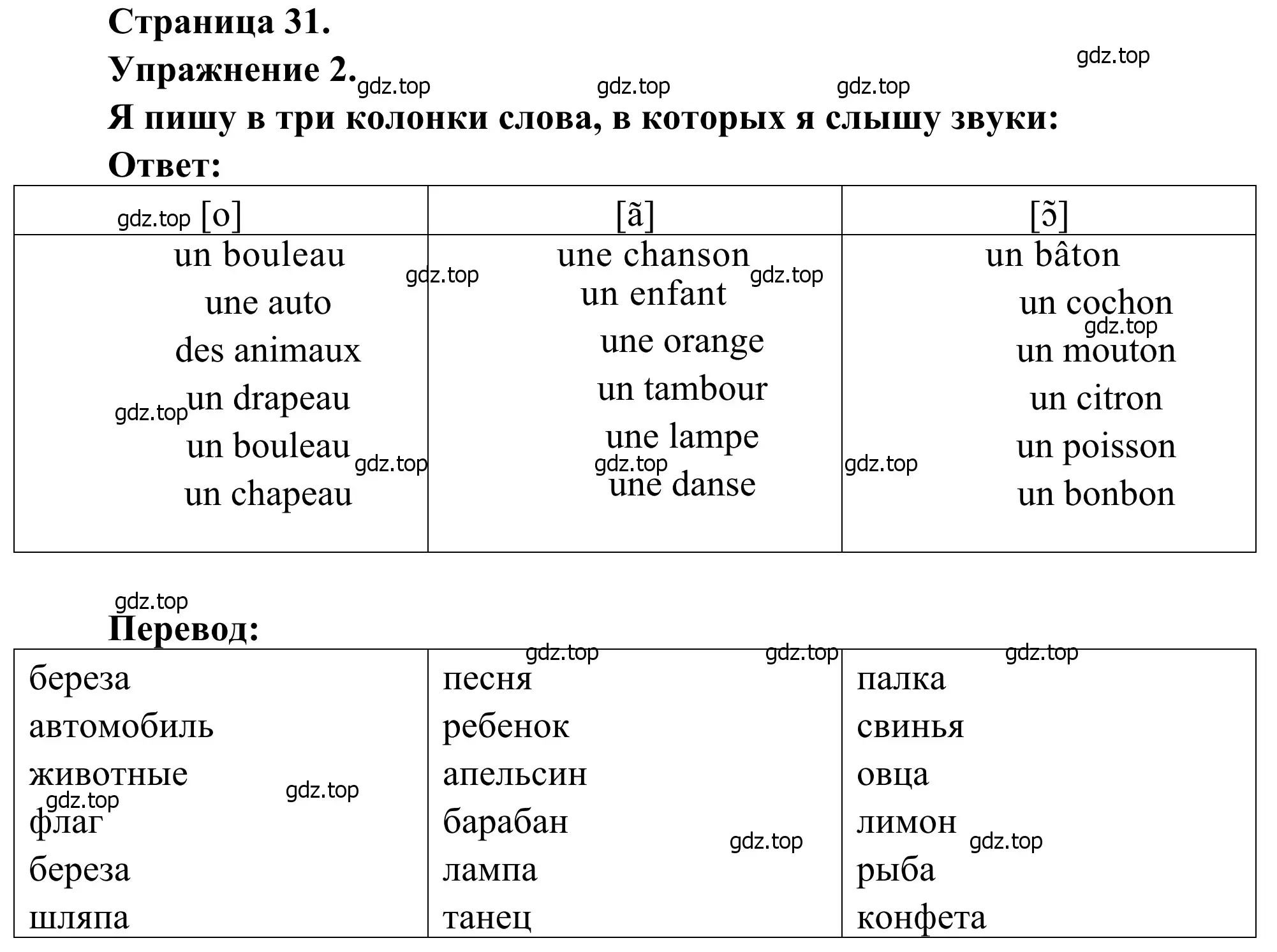 Решение номер 2 (страница 31) гдз по французскому языку 2 класс Кулигина, Корчагина, рабочая тетрадь