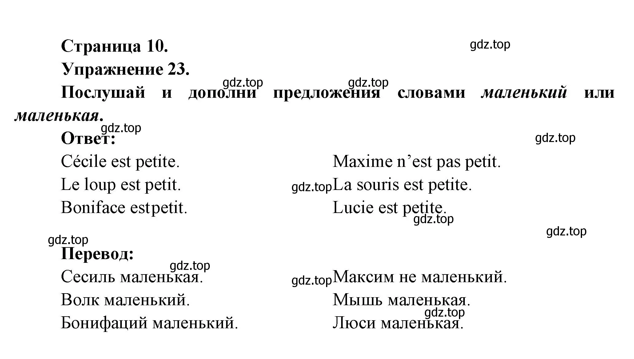 Решение номер 23 (страница 10) гдз по французскому языку 2-4 класс Кулигина, тестовые и контрольные задания