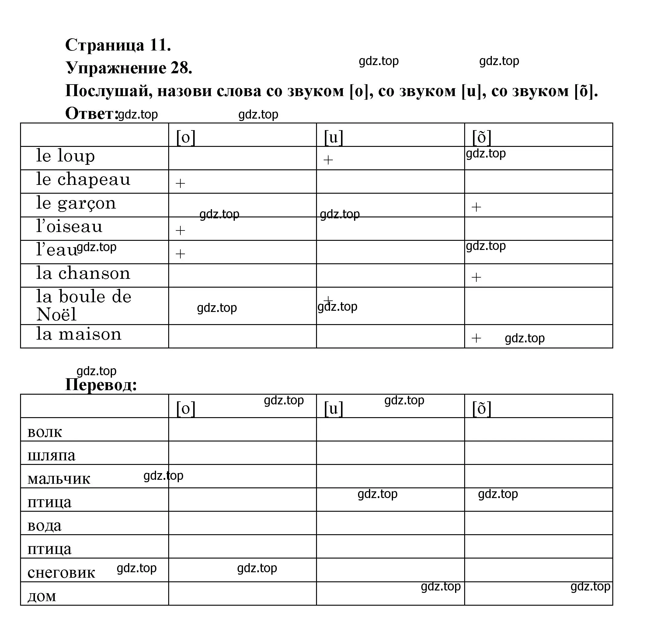 Решение номер 28 (страница 11) гдз по французскому языку 2-4 класс Кулигина, тестовые и контрольные задания