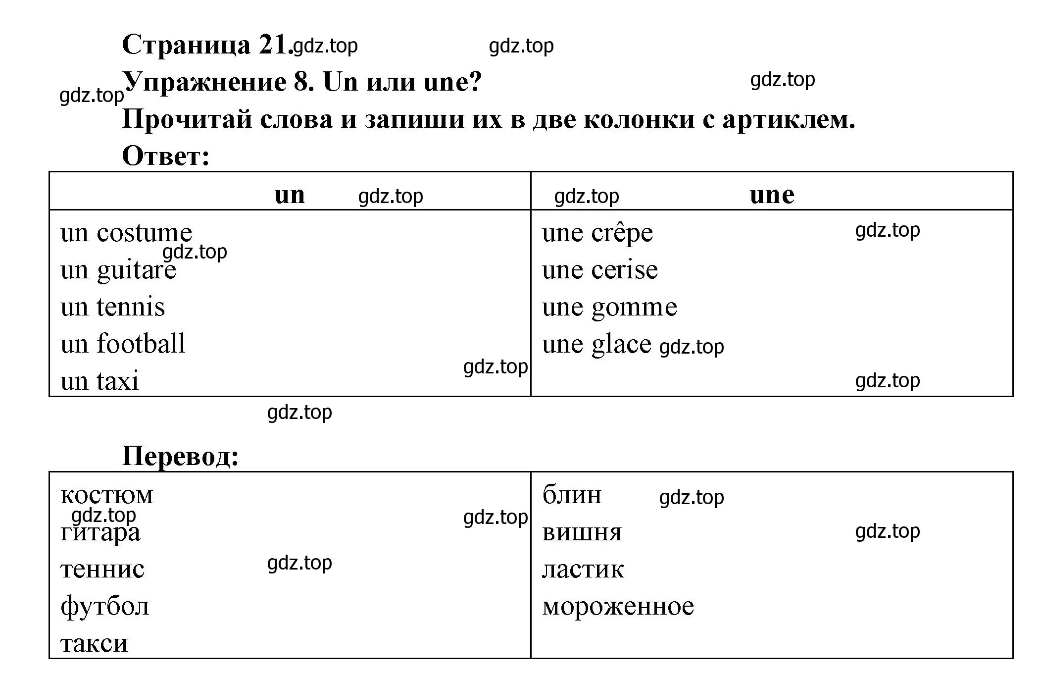 Решение номер 8 (страница 21) гдз по французскому языку 2-4 класс Кулигина, тестовые и контрольные задания