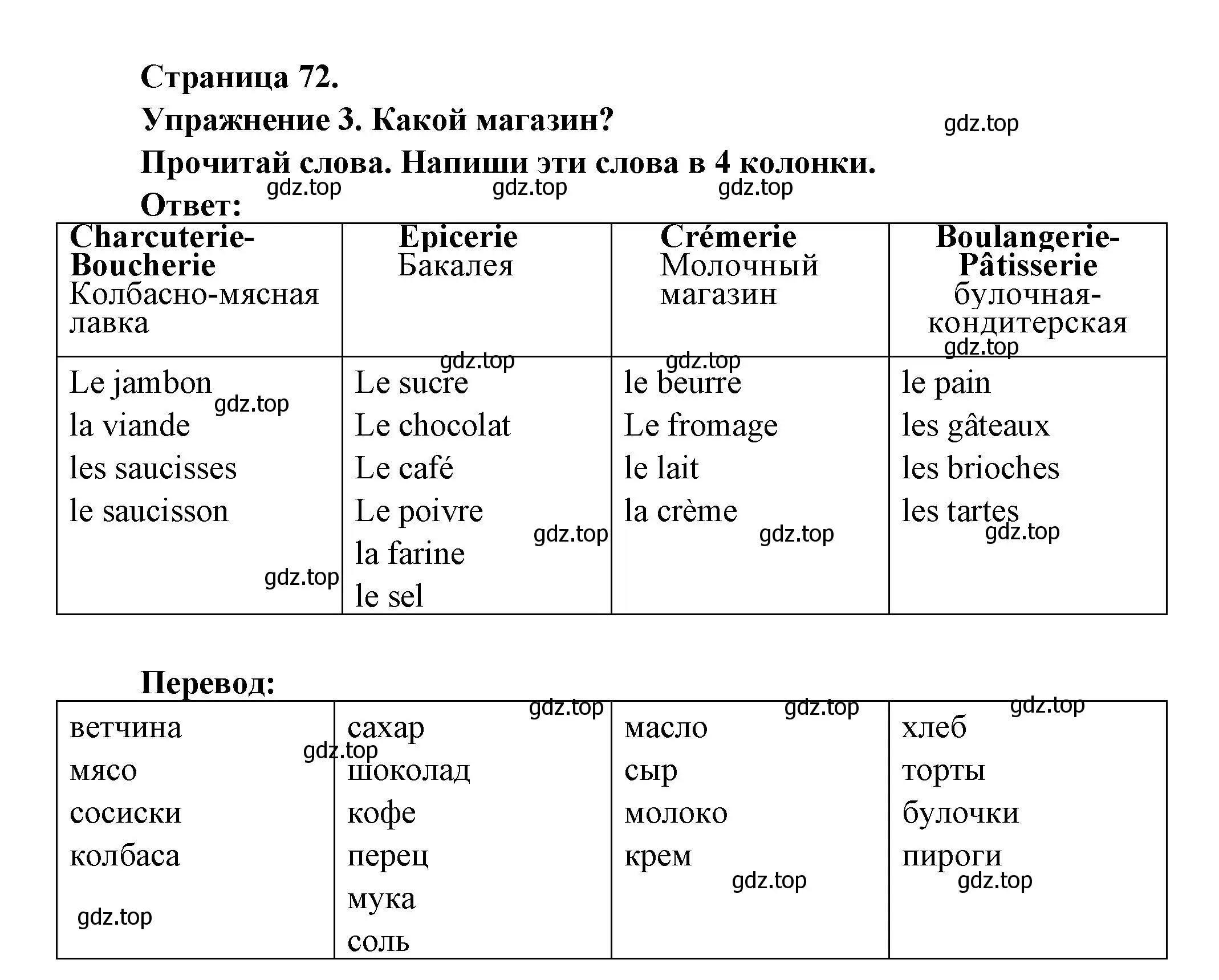 Решение номер 3 (страница 72) гдз по французскому языку 2-4 класс Кулигина, тестовые и контрольные задания