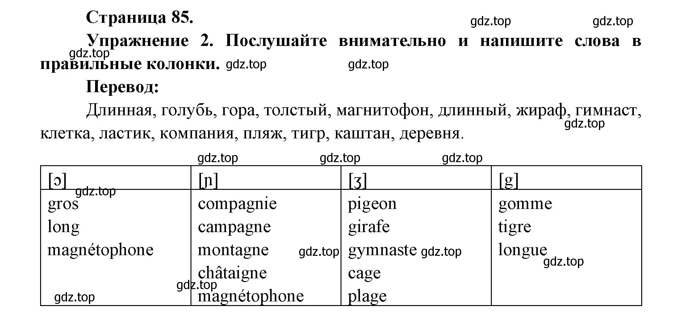 Решение номер 2 (страница 85) гдз по французскому языку 2-4 класс Кулигина, тестовые и контрольные задания