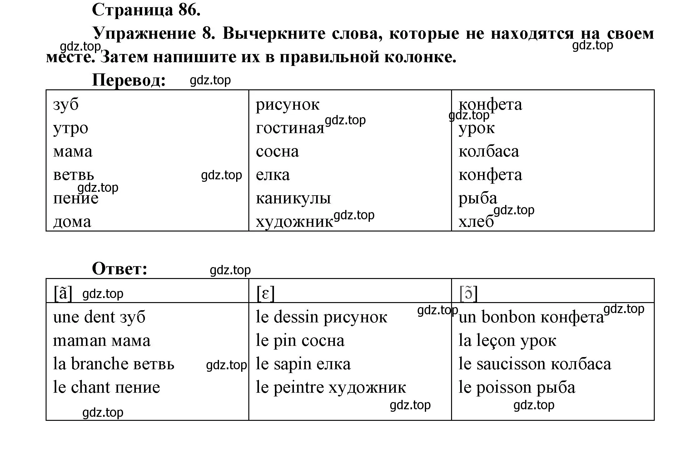 Решение номер 8 (страница 86) гдз по французскому языку 2-4 класс Кулигина, тестовые и контрольные задания