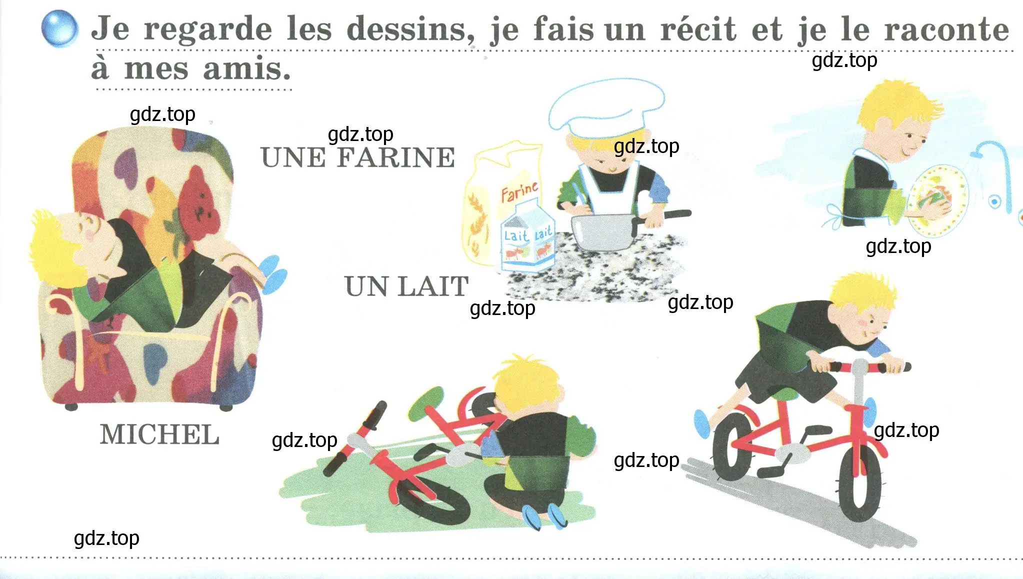 Условие номер Je regarde les dessins, je fais un recit et je le raconte (страница 35) гдз по французскому языку 2 класс Кулигина, Кирьянова, учебник