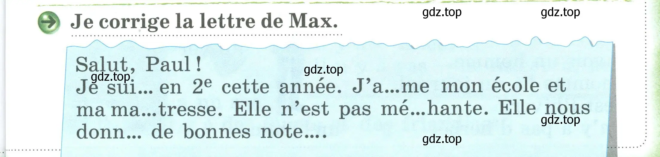 Условие номер Je corrige la lettre de Max (страница 59) гдз по французскому языку 2 класс Кулигина, Кирьянова, учебник