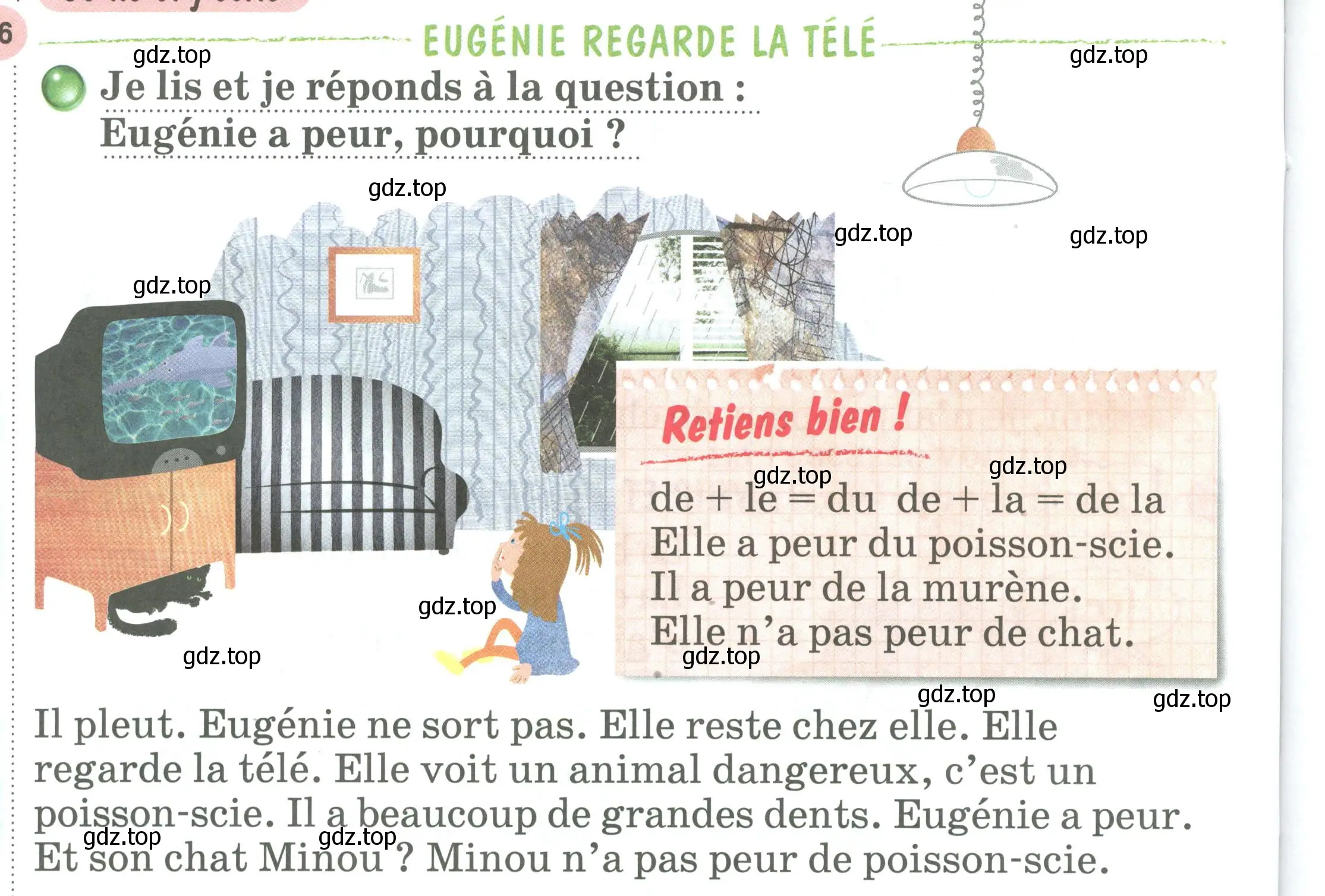 Условие номер Je lis et je reponds a la question : Eugenie a peur, pourquoi ? (страница 76) гдз по французскому языку 2 класс Кулигина, Кирьянова, учебник