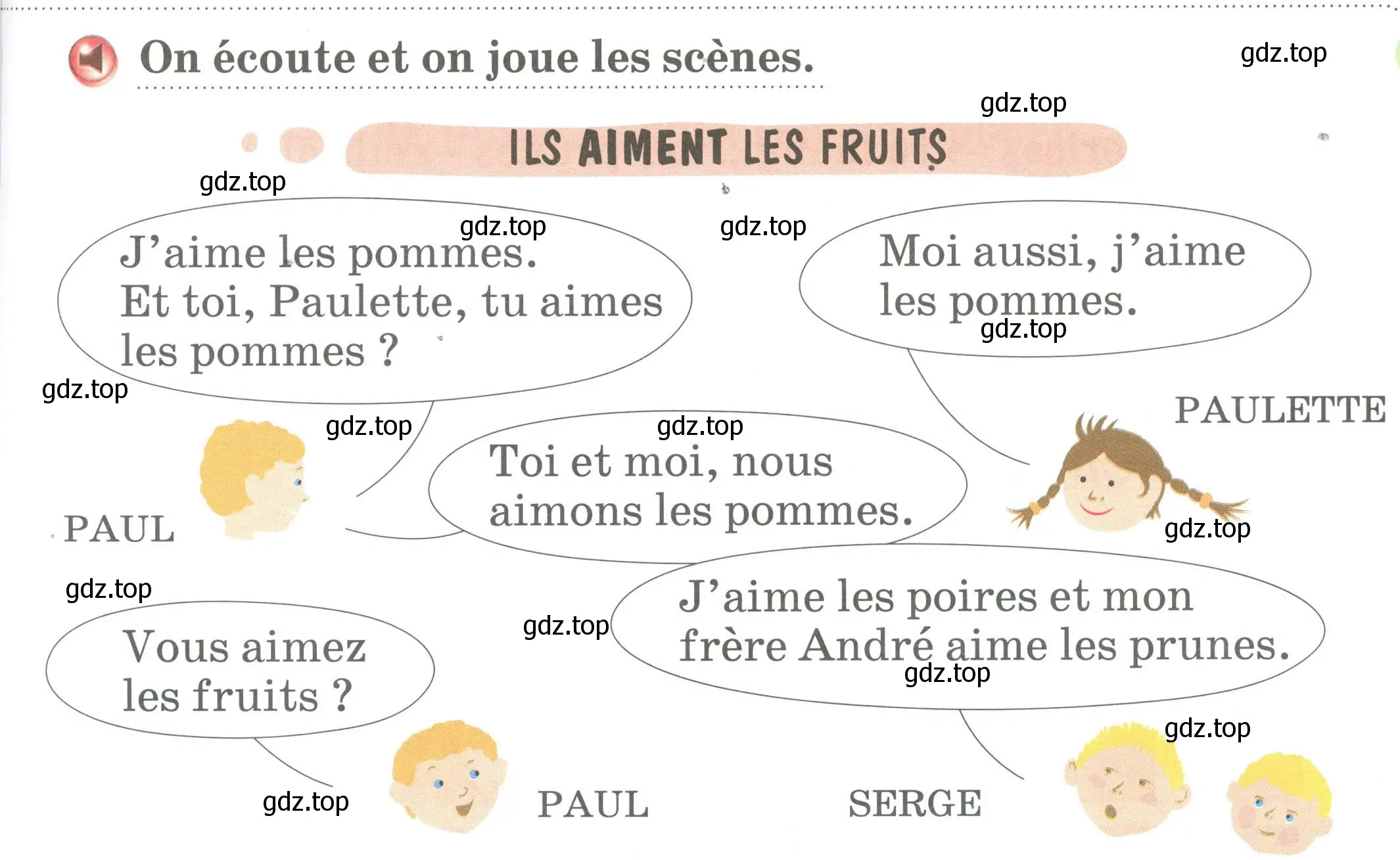 Условие номер On ecoute et on joue les scenes (страница 101) гдз по французскому языку 2 класс Кулигина, Кирьянова, учебник