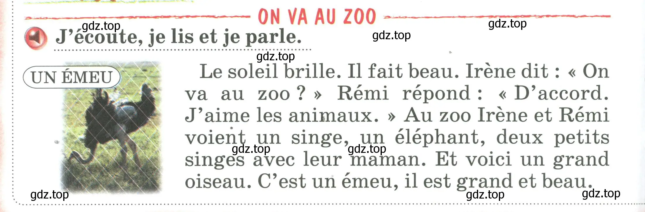 Условие номер ON VA AU ZOO (страница 106) гдз по французскому языку 2 класс Кулигина, Кирьянова, учебник