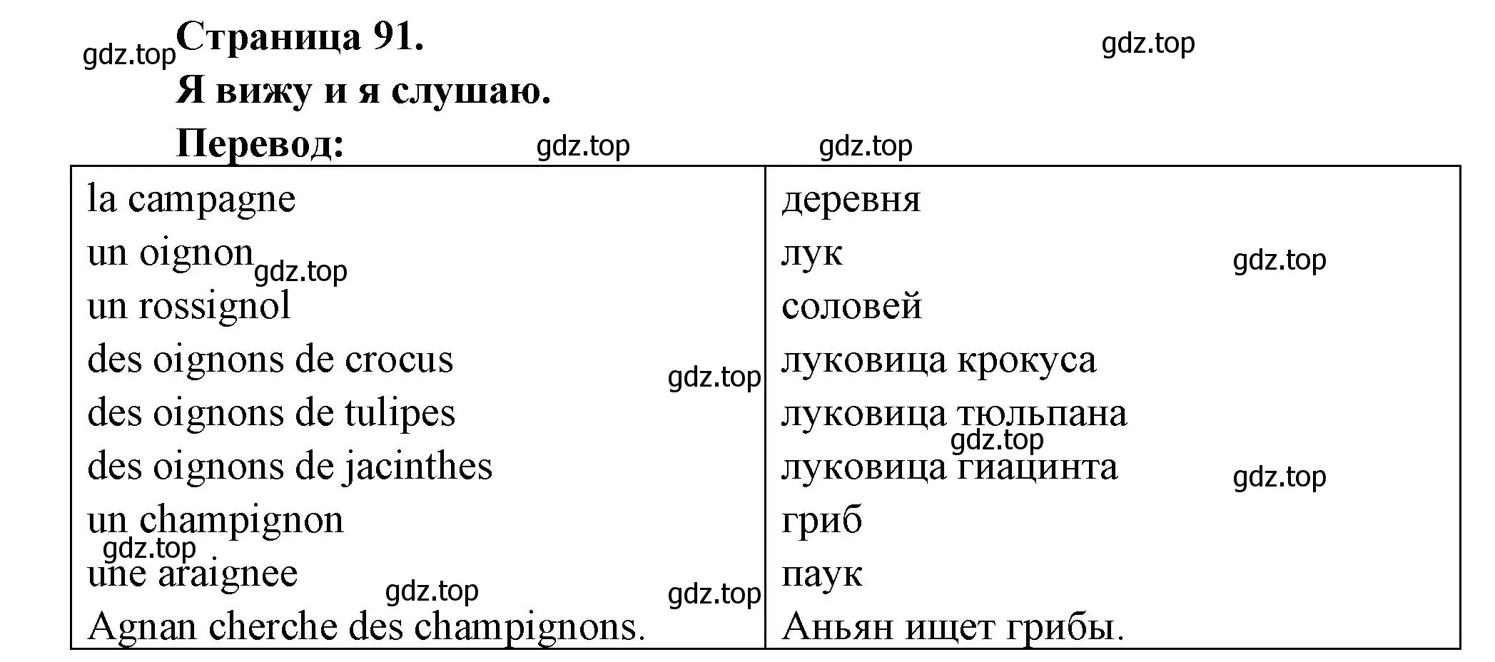 Решение номер JE VOIS ET J'ENTENDS (страница 91) гдз по французскому языку 2 класс Кулигина, Кирьянова, учебник