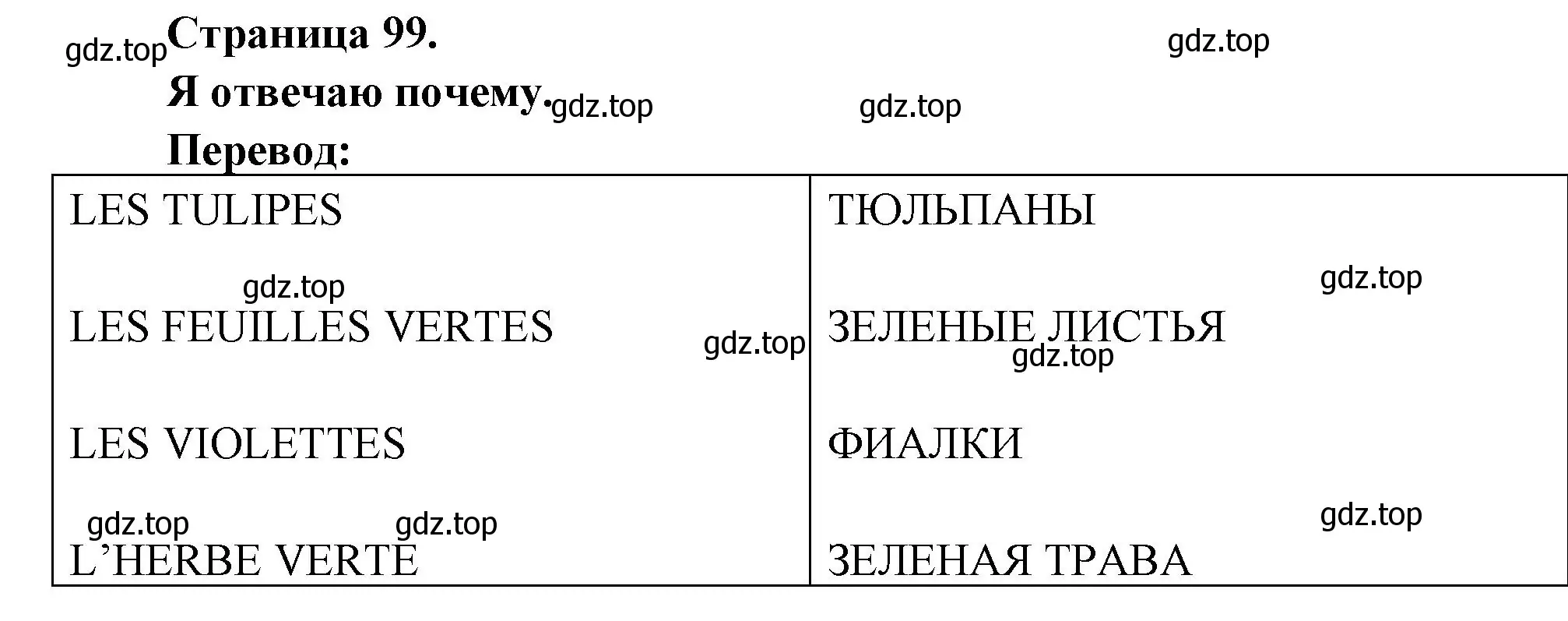 Решение номер Je reponds pourquoi (страница 99) гдз по французскому языку 2 класс Кулигина, Кирьянова, учебник