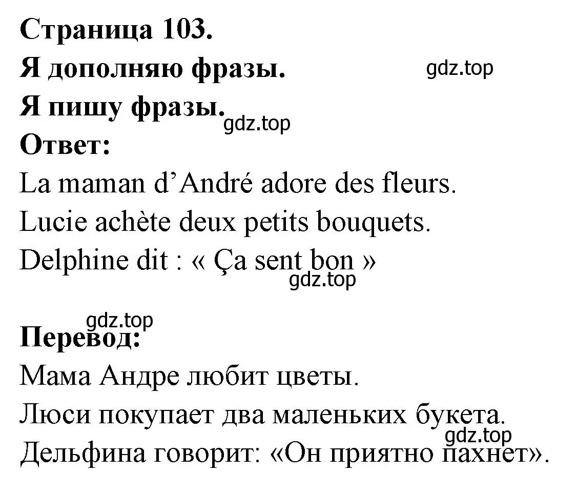 Решение номер J'ecris les phrases (страница 103) гдз по французскому языку 2 класс Кулигина, Кирьянова, учебник