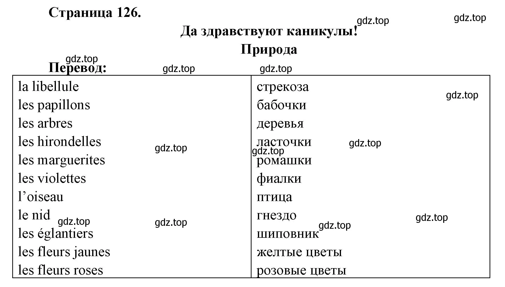 Решение номер LA NATURE (страница 126) гдз по французскому языку 2 класс Кулигина, Кирьянова, учебник