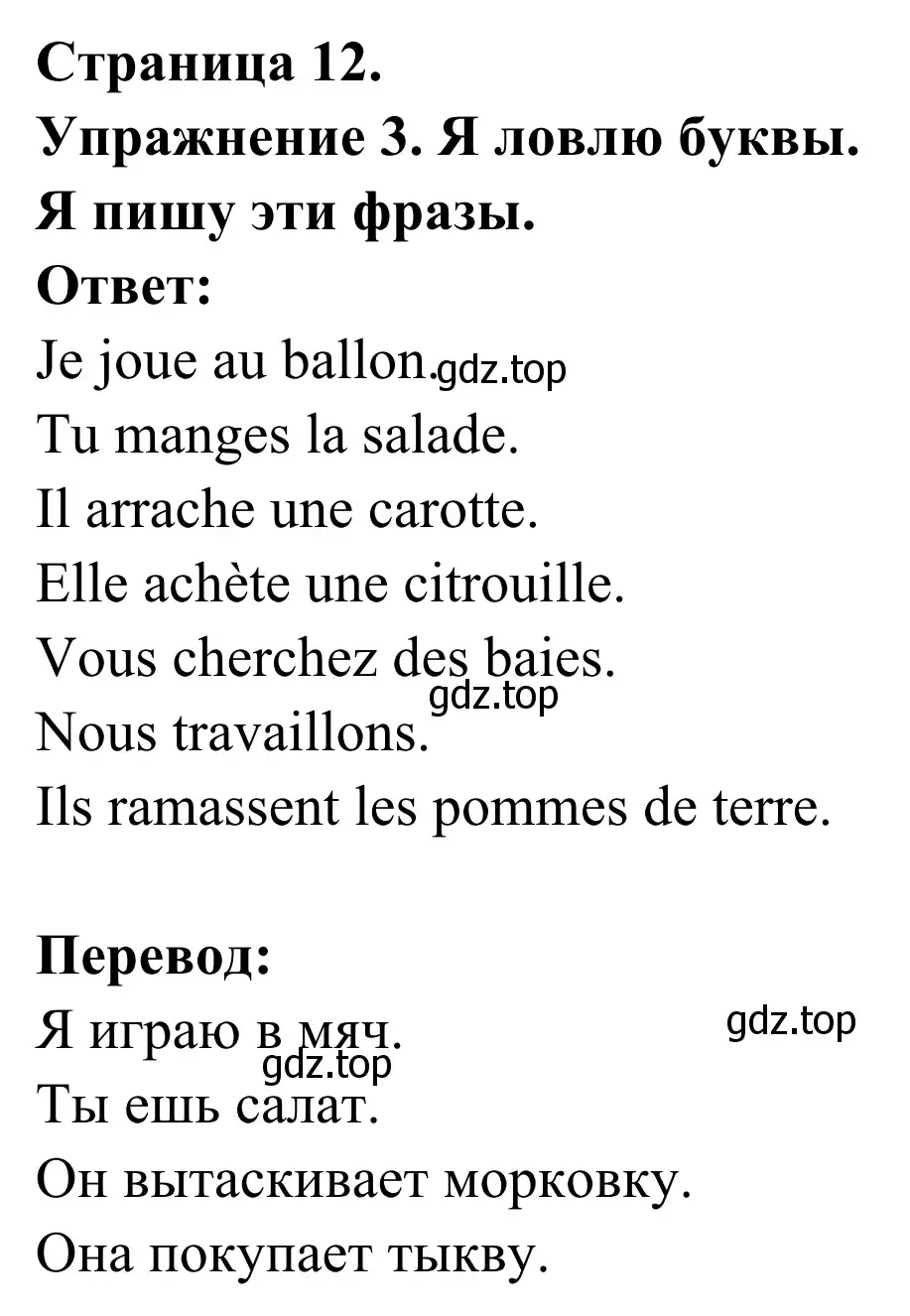 Решение номер 3 (страница 12) гдз по французскому языку 3 класс Кулигин, Корчагина, рабочая тетрадь