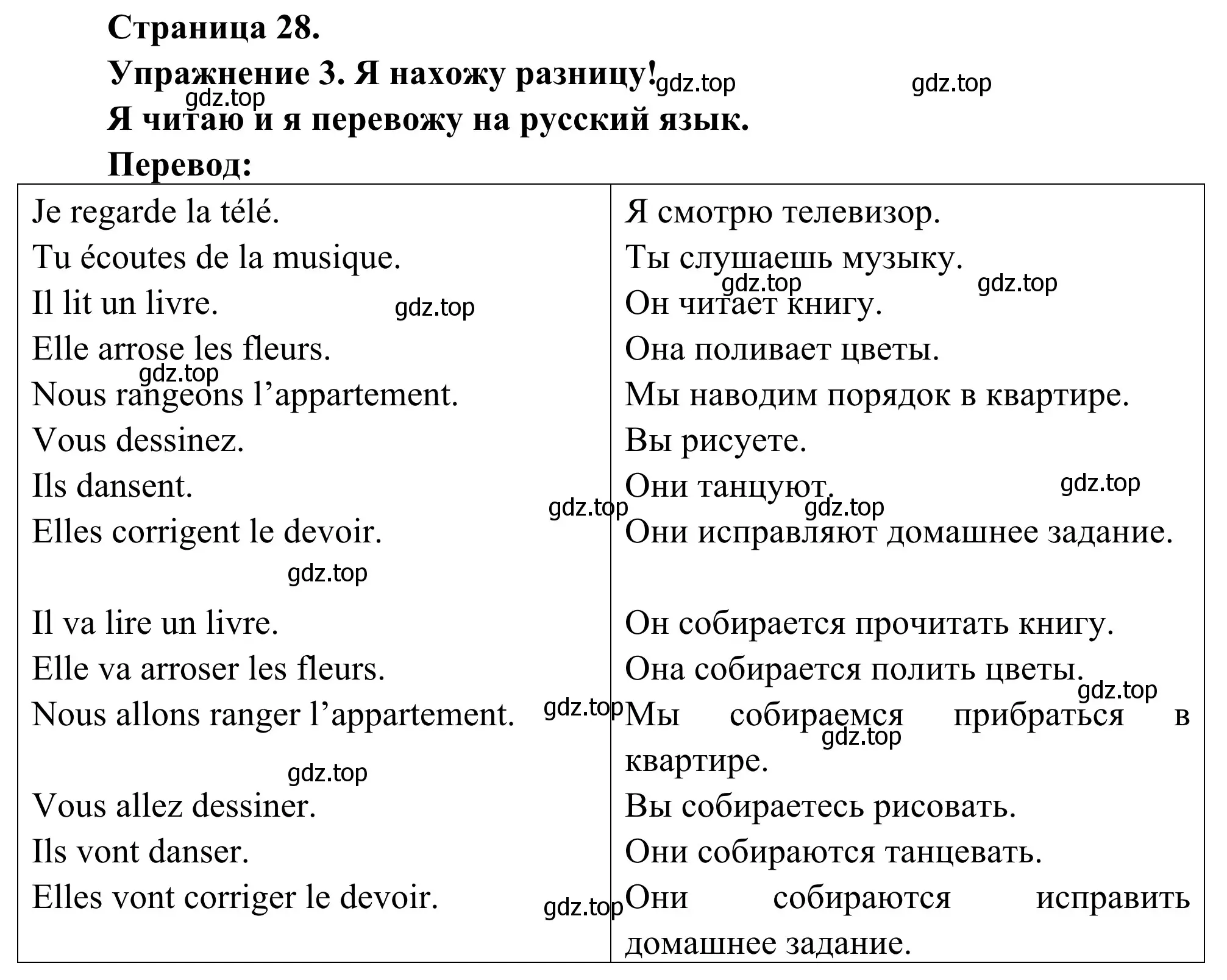 Решение номер 3 (страница 28) гдз по французскому языку 3 класс Кулигин, Корчагина, рабочая тетрадь