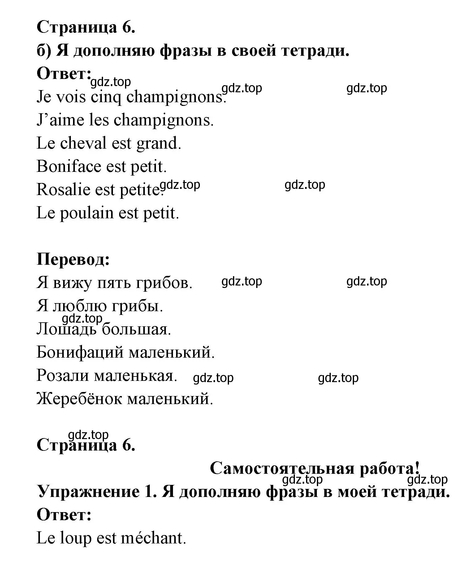 Решение  6 (страница 6) гдз по французскому языку 3 класс Кулигин, Кирьянова, учебник 1 часть