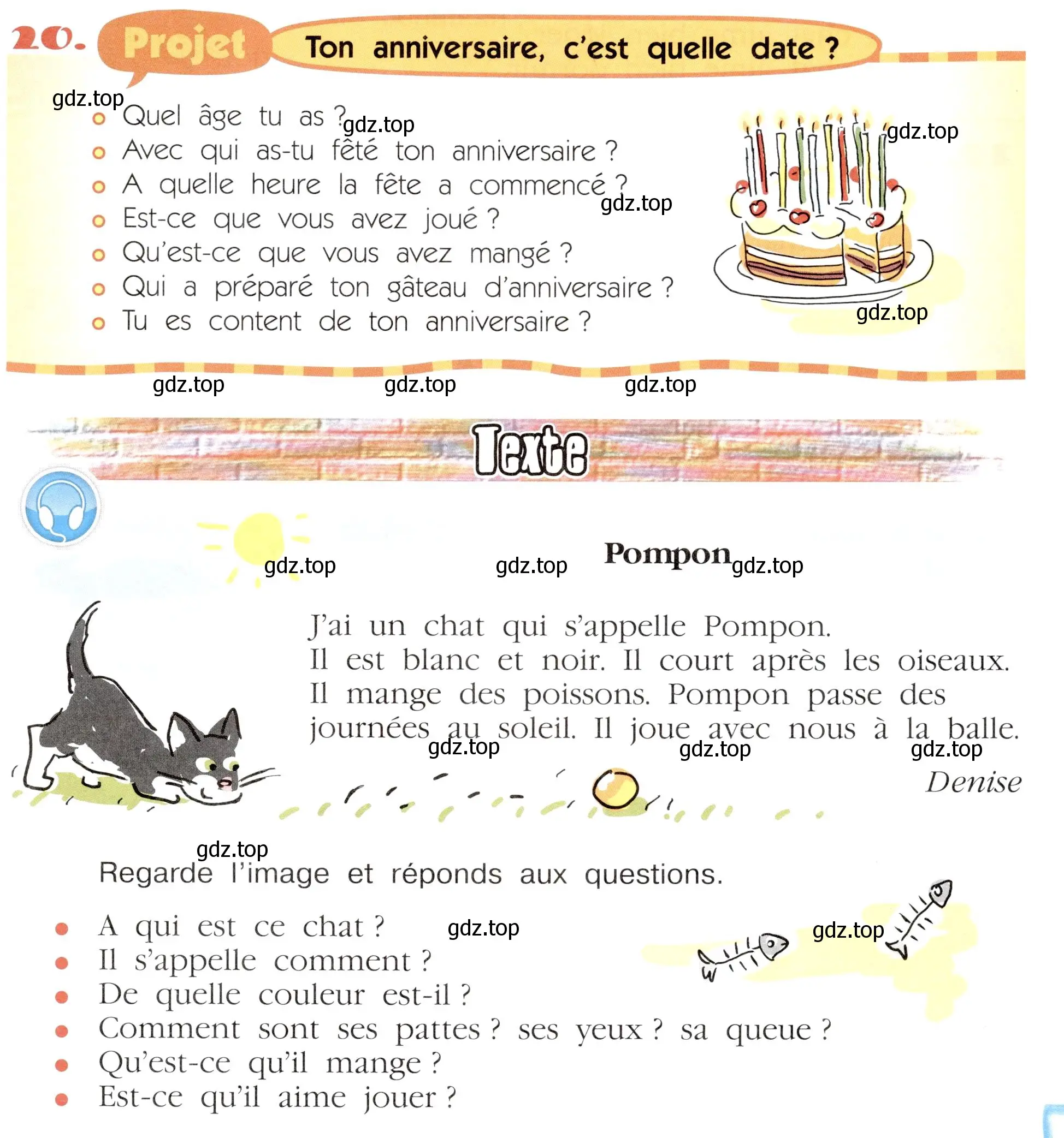 Условие номер 20 (страница 35) гдз по французскому языку 5 класс Береговская, Белосельская, учебник 2 часть