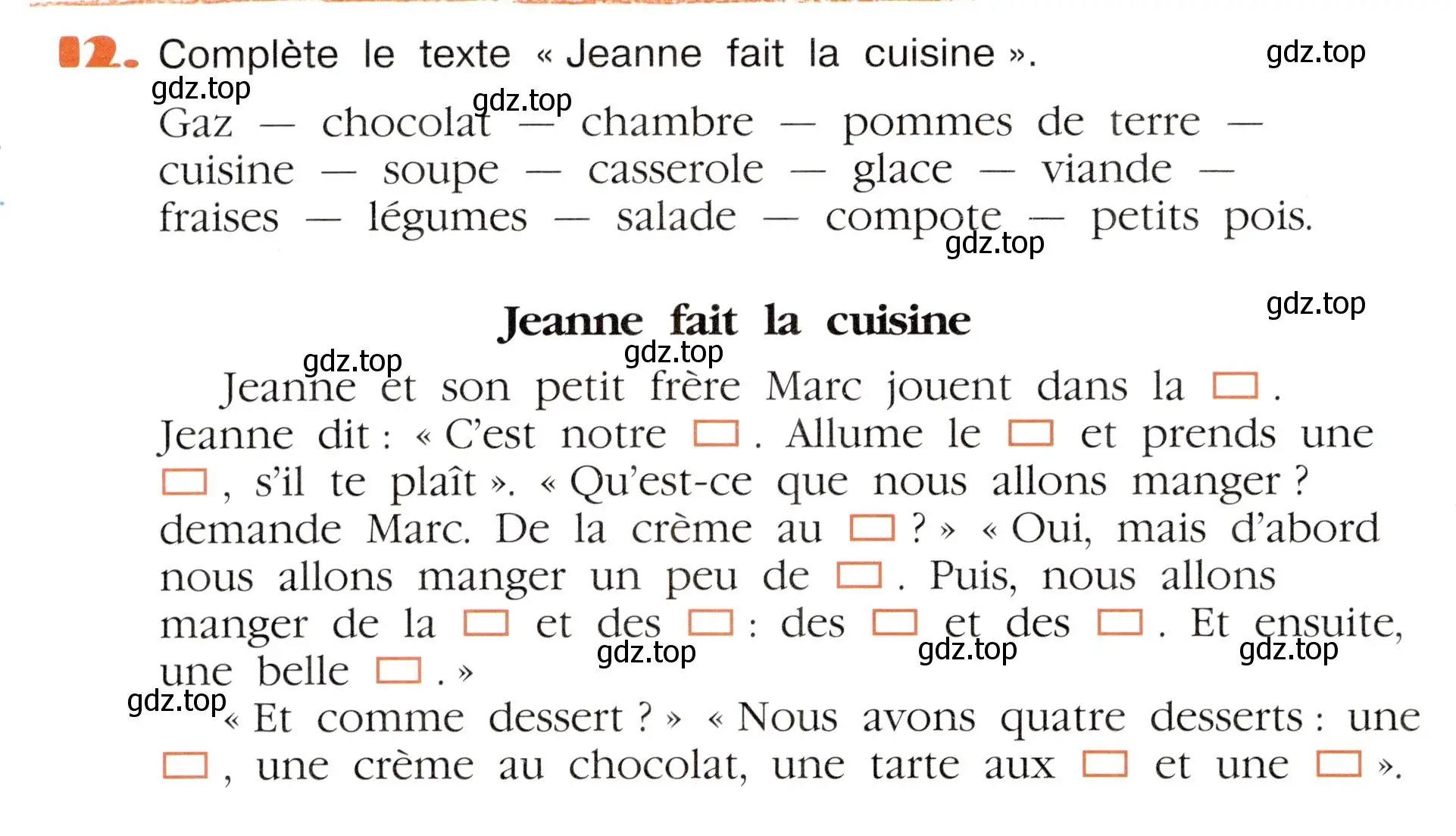 Условие номер 12 (страница 74) гдз по французскому языку 5 класс Береговская, Белосельская, учебник 2 часть