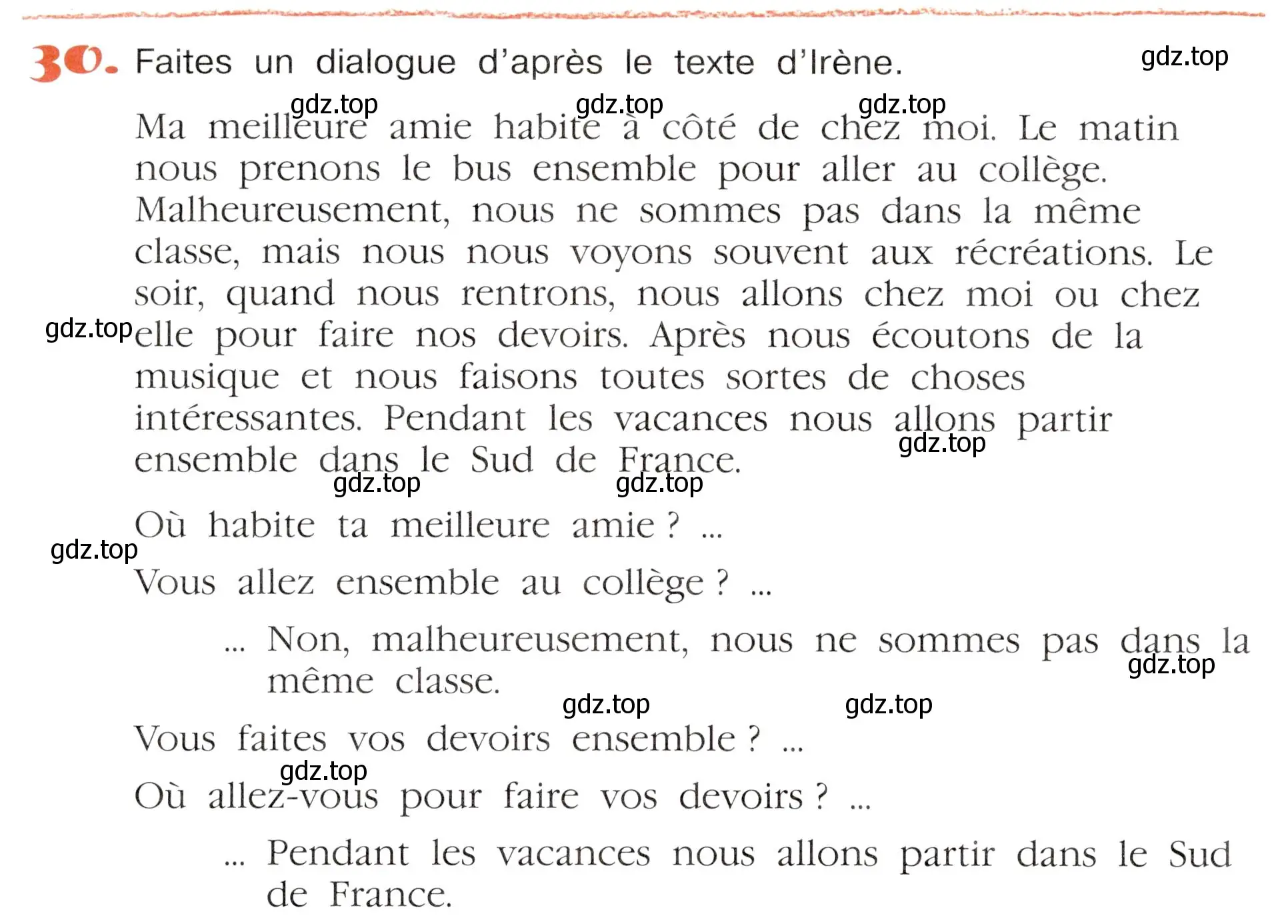 Условие номер 30 (страница 84) гдз по французскому языку 5 класс Береговская, Белосельская, учебник 2 часть