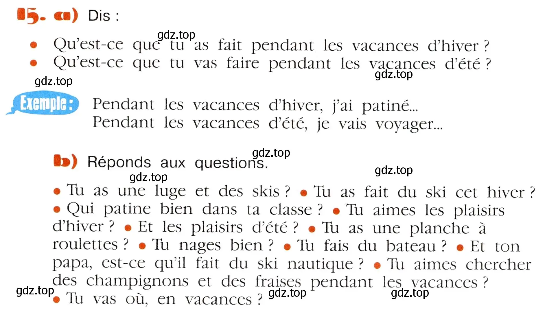 Условие номер 15 (страница 101) гдз по французскому языку 5 класс Береговская, Белосельская, учебник 2 часть