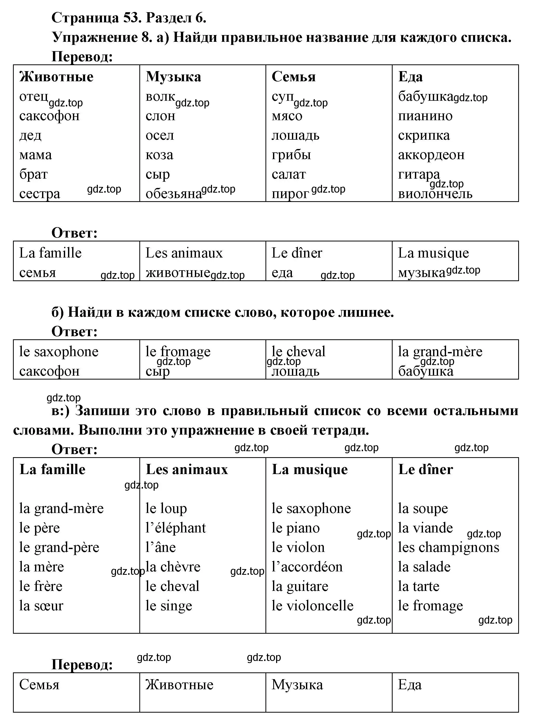 Решение номер 8 (страница 53) гдз по французскому языку 5 класс Береговская, Белосельская, учебник 2 часть