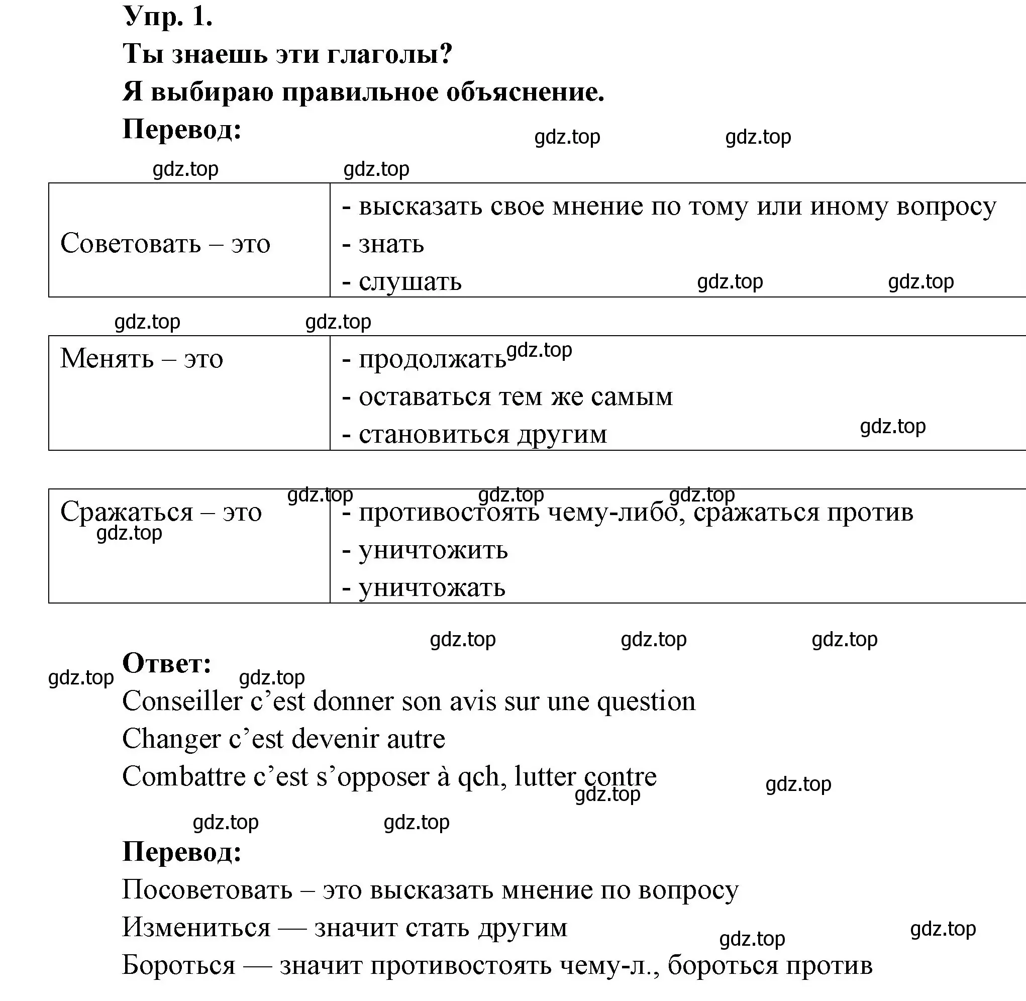 Решение номер 1 (страница 12) гдз по французскому языку 6 класс Кулигина, Щепилова, учебник