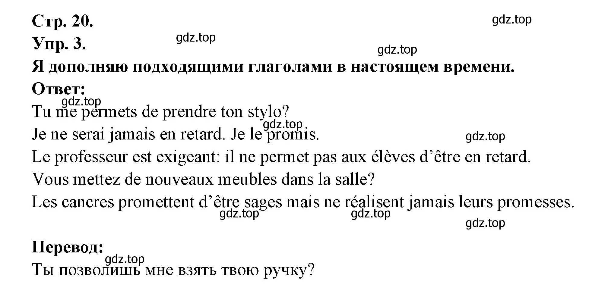 Решение номер 3 (страница 20) гдз по французскому языку 6 класс Кулигина, Щепилова, учебник