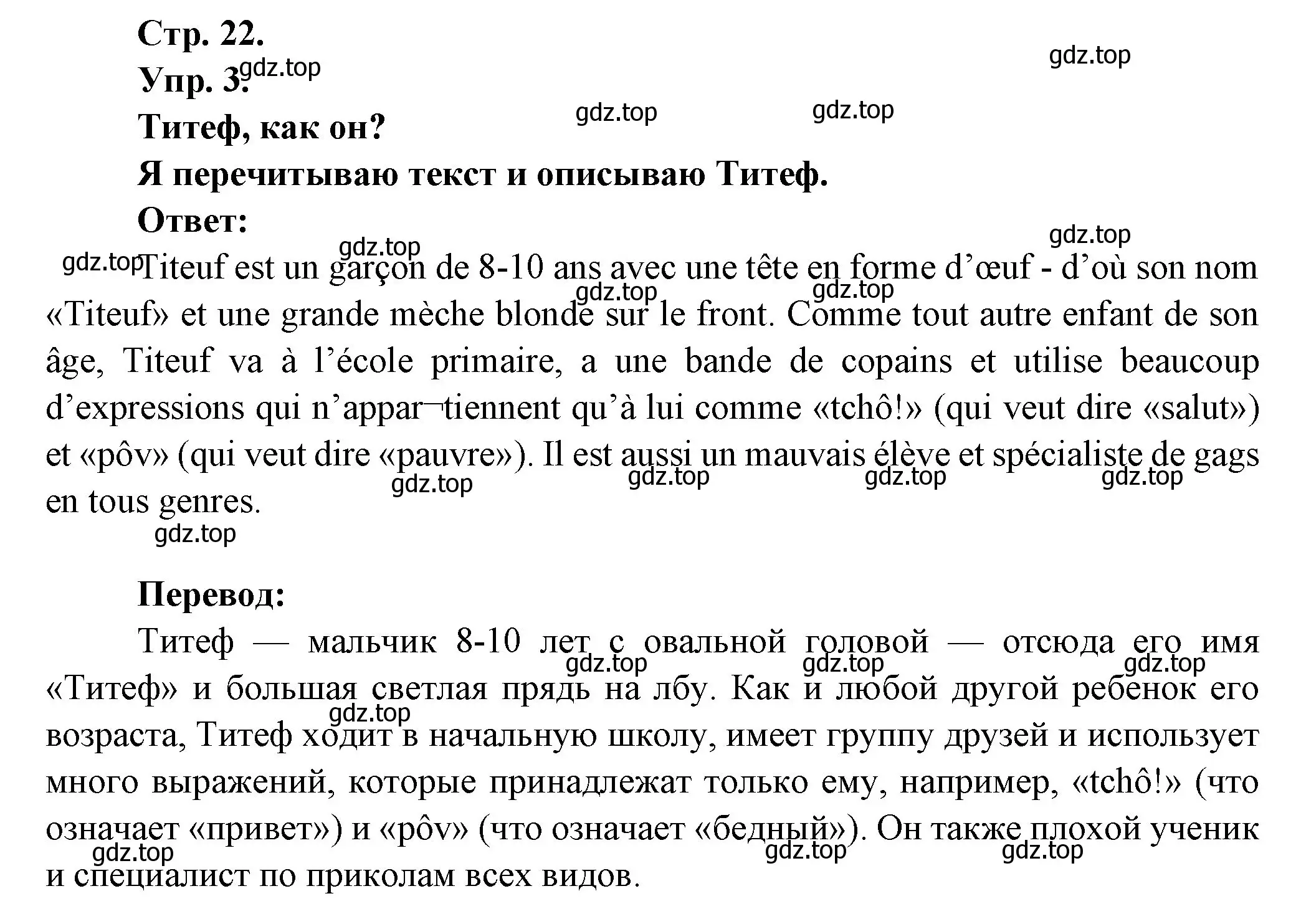 Решение номер 3 (страница 22) гдз по французскому языку 6 класс Кулигина, Щепилова, учебник