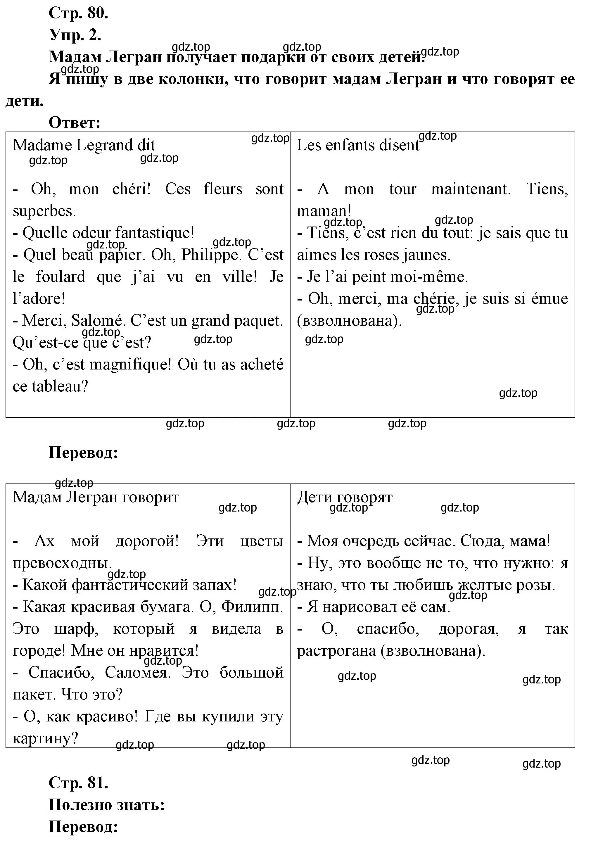 Решение номер 2 (страница 80) гдз по французскому языку 6 класс Кулигина, Щепилова, учебник