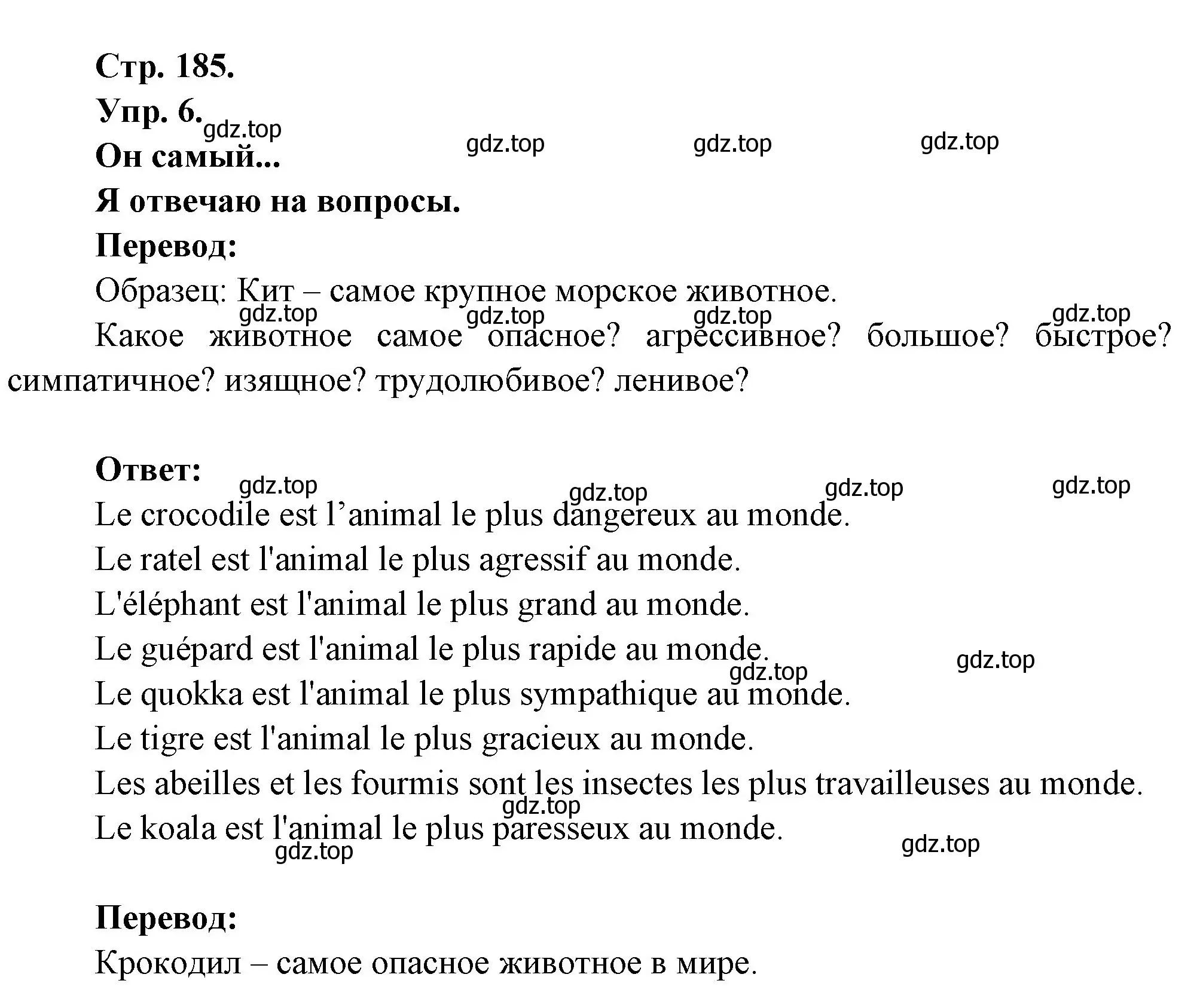 Решение номер 6 (страница 185) гдз по французскому языку 6 класс Кулигина, Щепилова, учебник