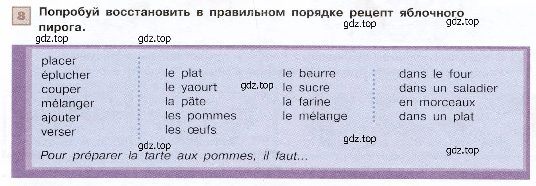 Условие номер 8 (страница 66) гдз по французскому языку 6 класс Селиванова, Шашурина, учебник 1 часть