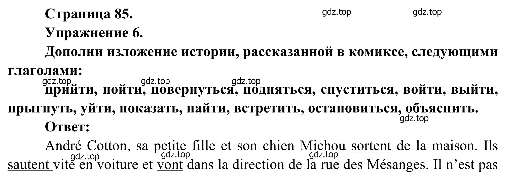 Решение номер 6 (страница 85) гдз по французскому языку 6 класс Селиванова, Шашурина, учебник 2 часть