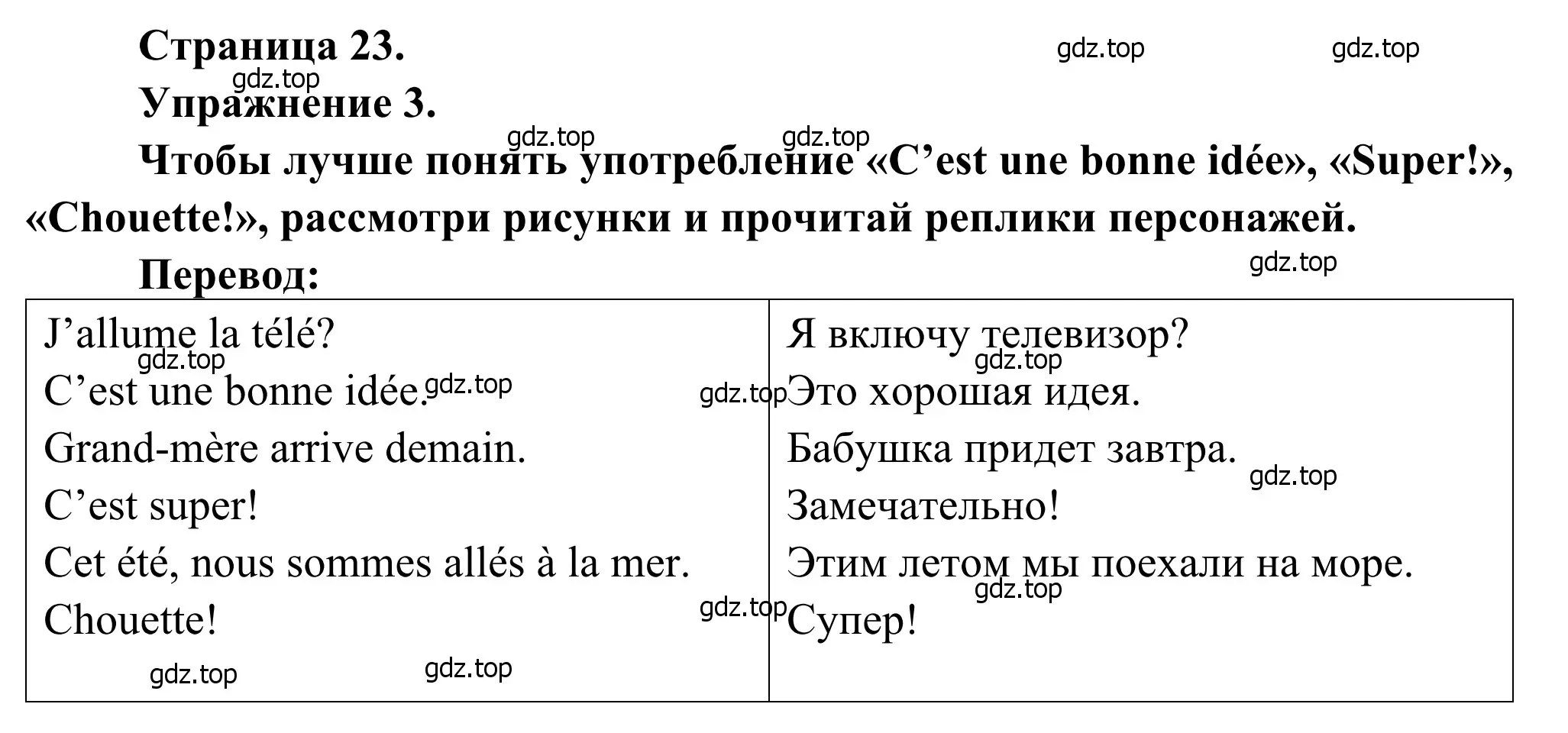 Решение номер 3 (страница 23) гдз по французскому языку 6 класс Селиванова, Шашурина, учебник 1 часть