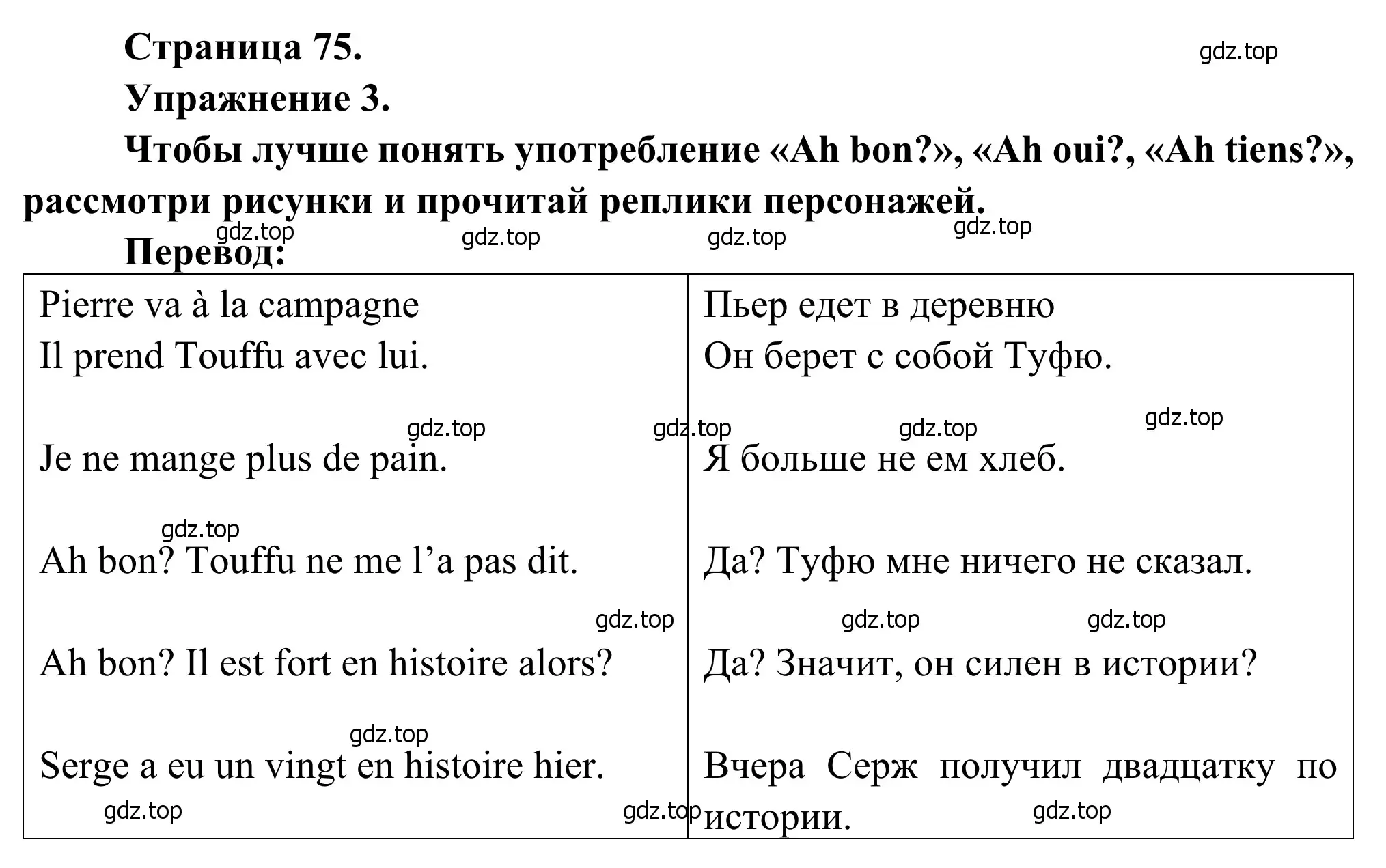 Решение номер 3 (страница 75) гдз по французскому языку 6 класс Селиванова, Шашурина, учебник 1 часть