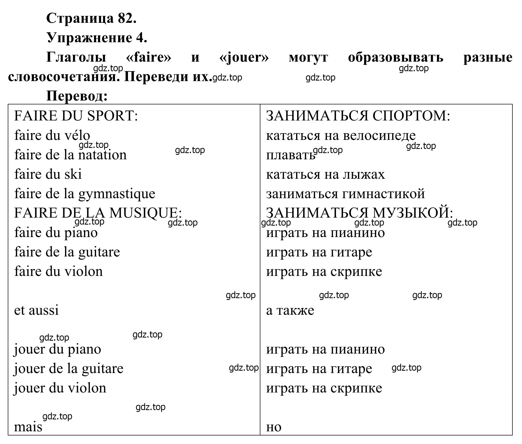 Решение номер 4 (страница 82) гдз по французскому языку 6 класс Селиванова, Шашурина, учебник 1 часть