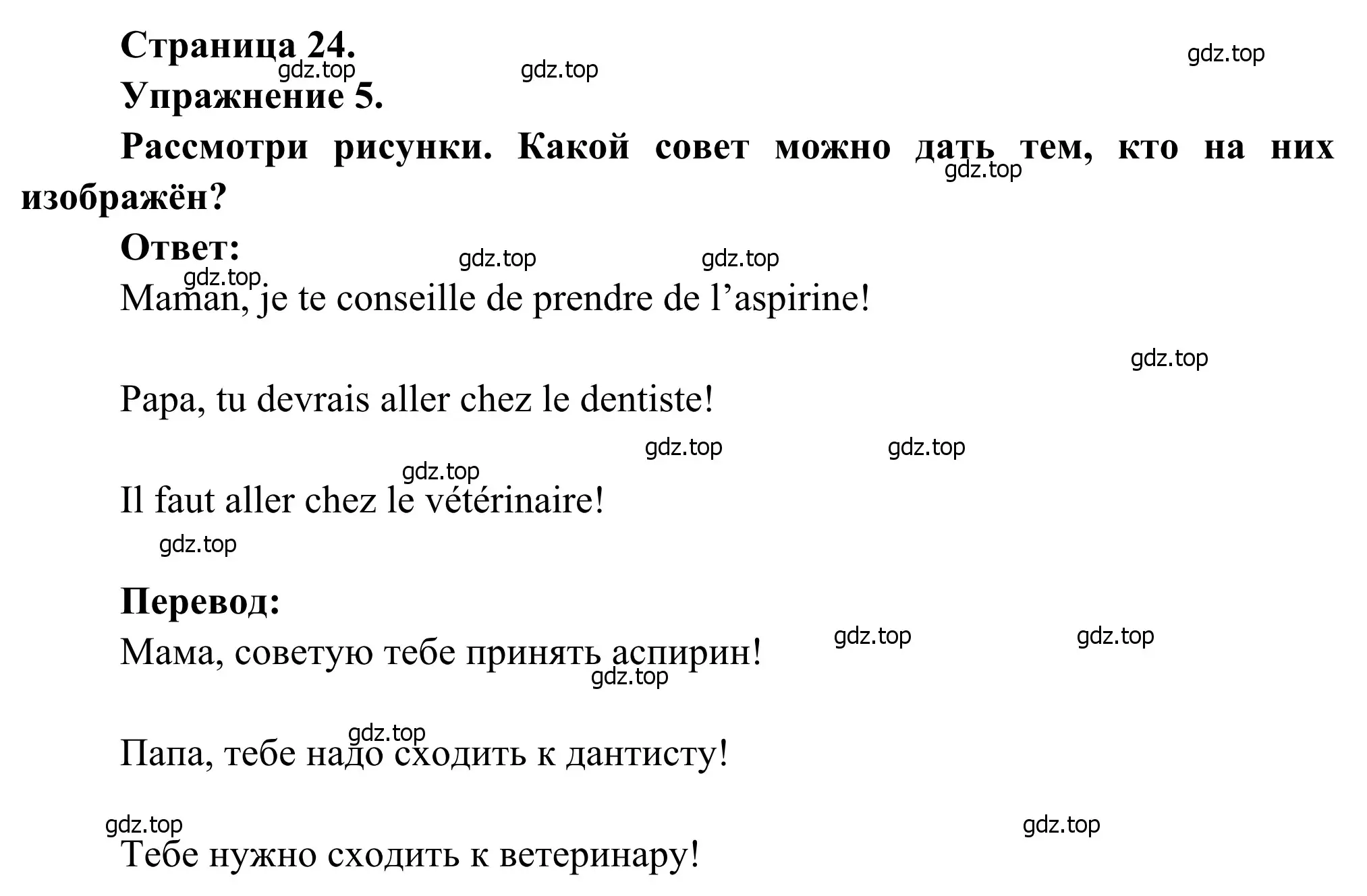 Решение номер 5 (страница 24) гдз по французскому языку 6 класс Селиванова, Шашурина, учебник 2 часть