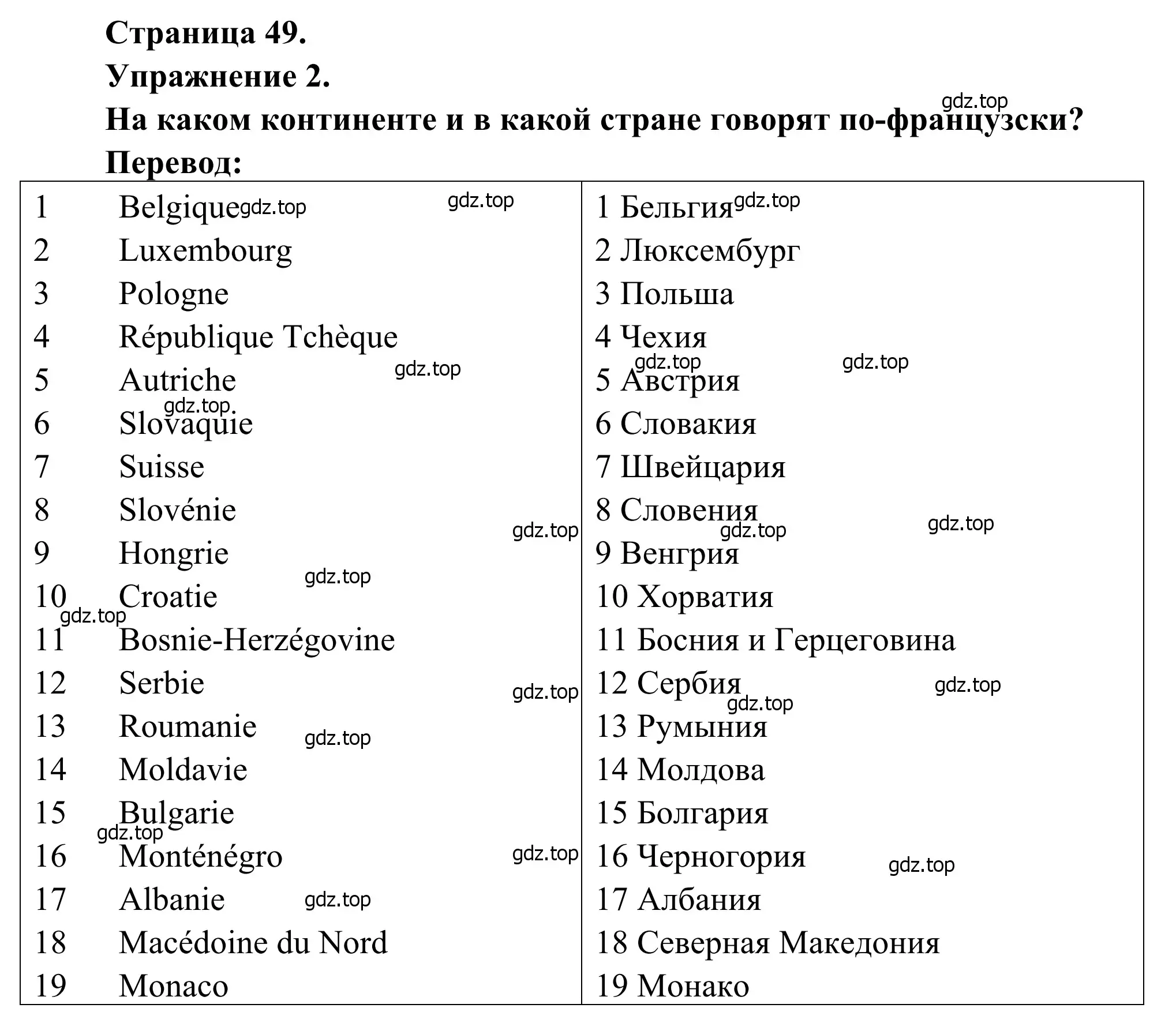 Решение номер 2 (страница 49) гдз по французскому языку 6 класс Селиванова, Шашурина, учебник 2 часть