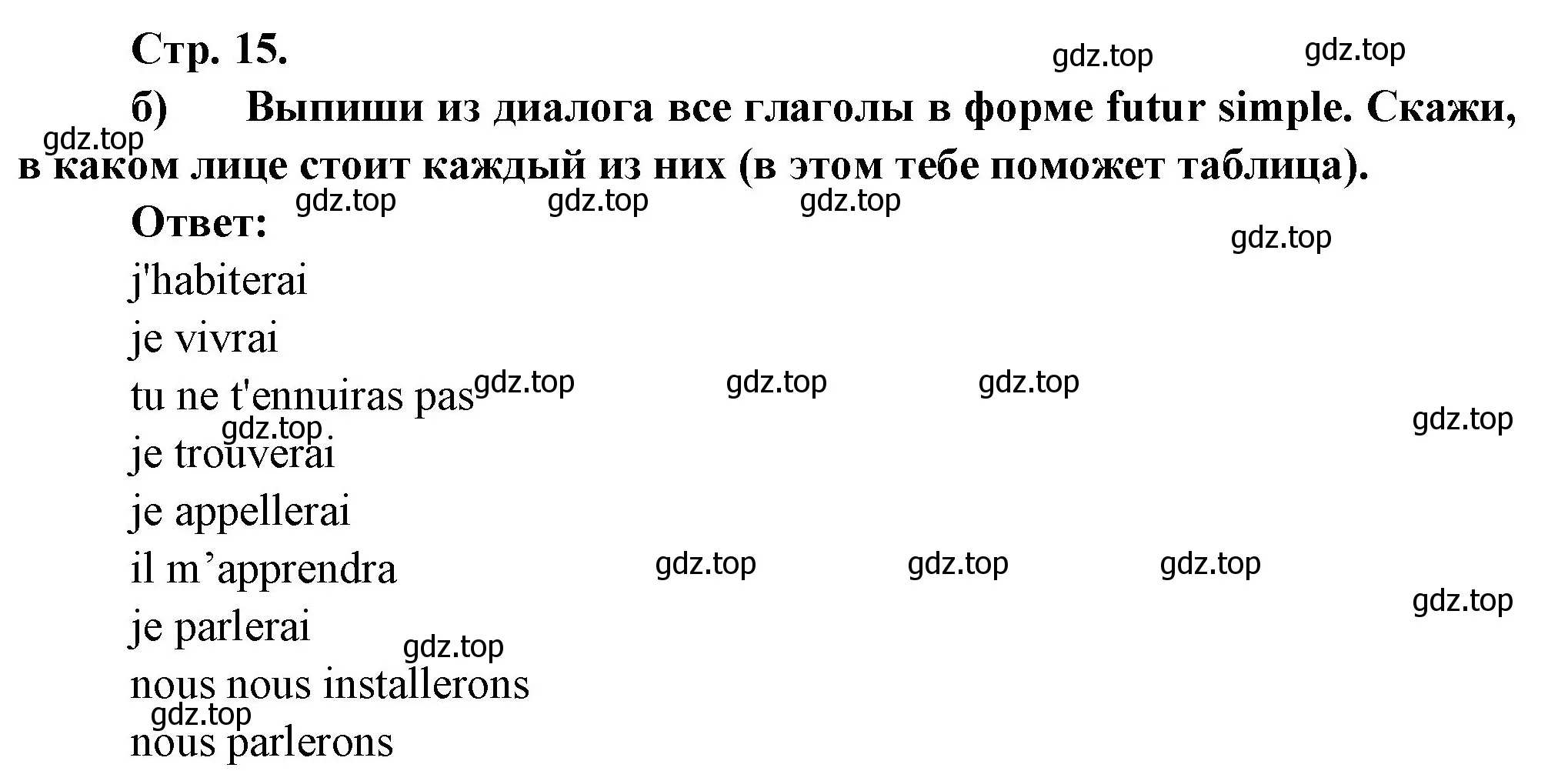 Решение Страница 15 гдз по французскому языку 7 класс Селиванова, Шашурина, учебник