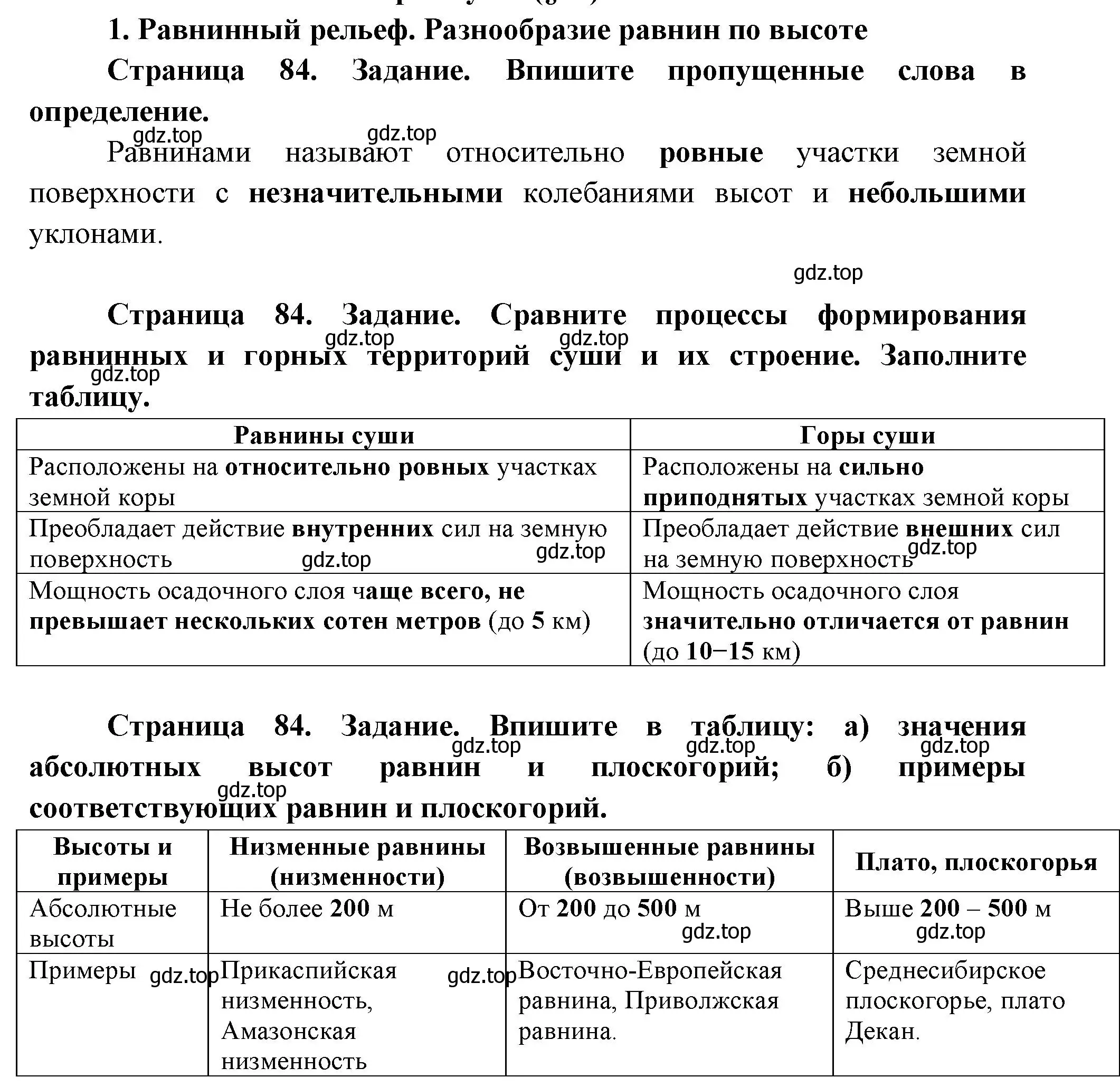 Решение номер 1 (страница 84) гдз по географии 5 класс Летягин, дневник географа-следопыта