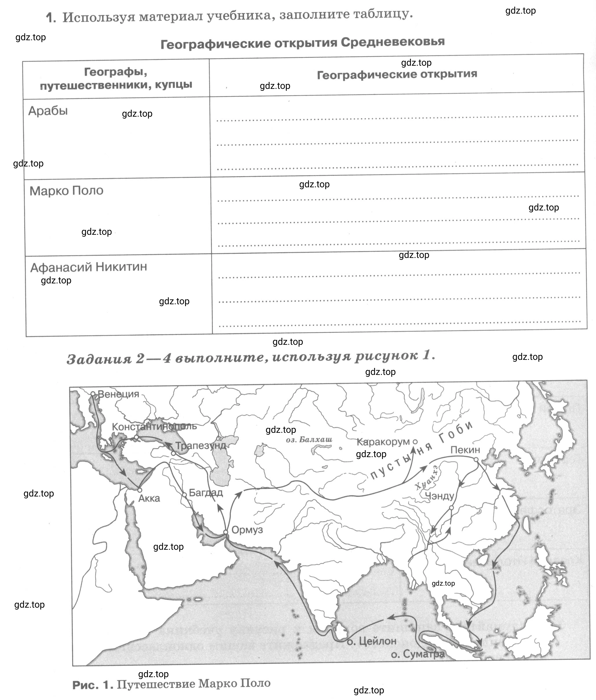 Условие номер 1 (страница 6) гдз по географии 5 класс Румянцев, Ким, рабочая тетрадь