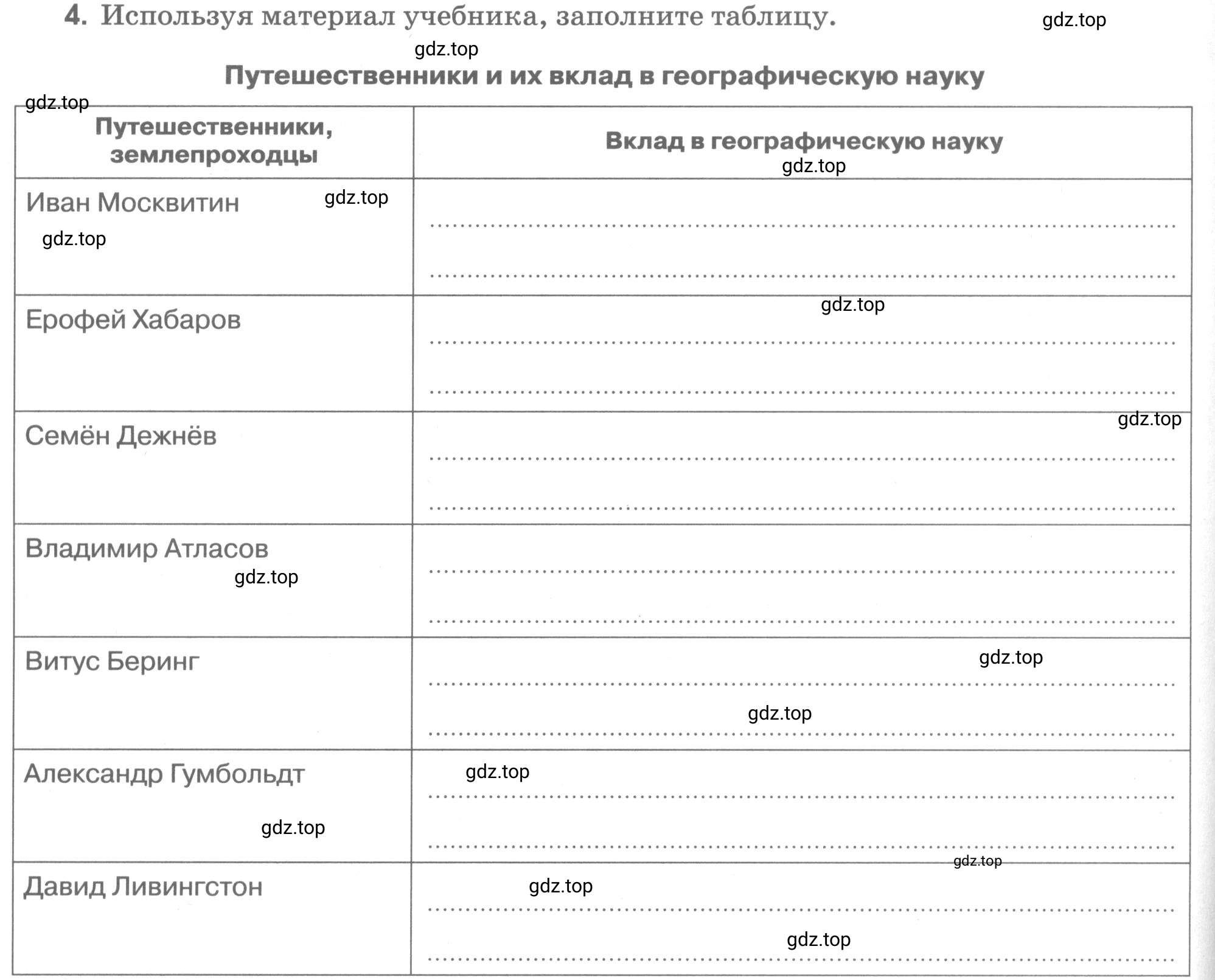 Условие номер 4 (страница 10) гдз по географии 5 класс Румянцев, Ким, рабочая тетрадь